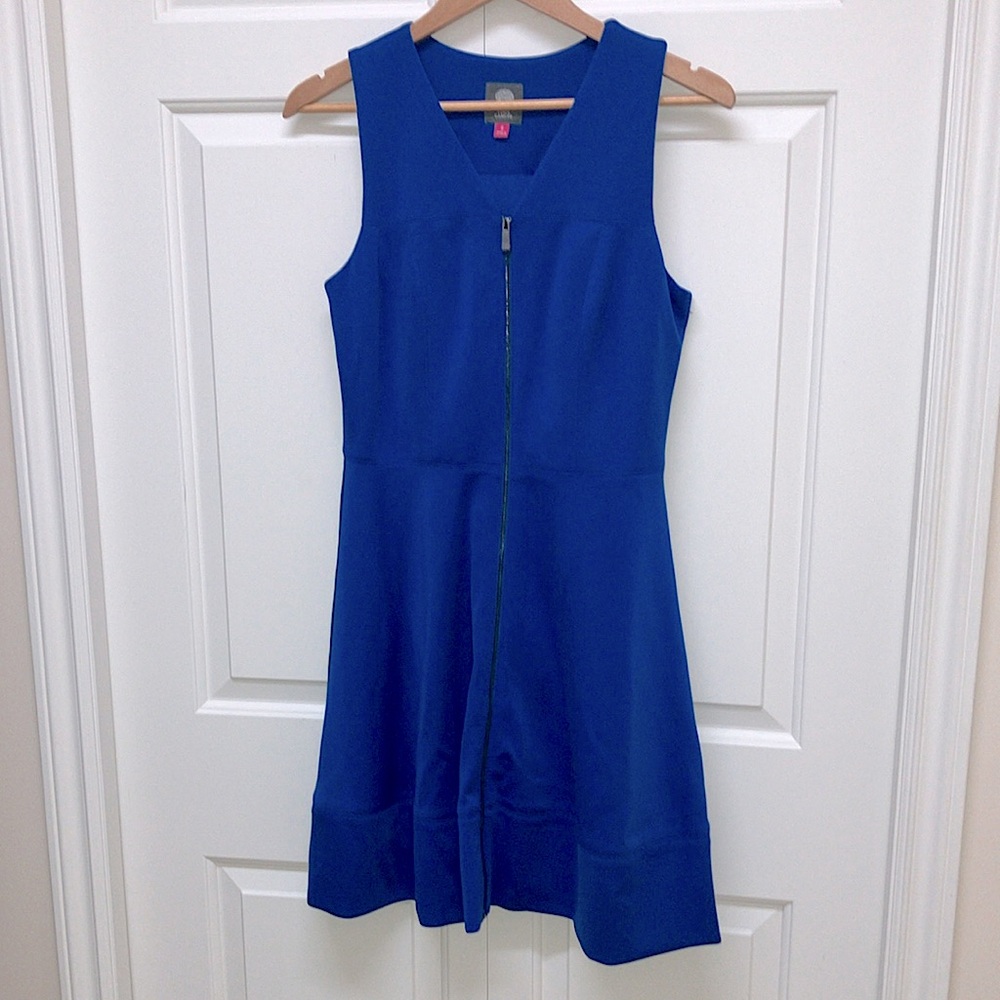 Vince Camuto sleeveless scuba fit & flare summer dress, blue, size 8
